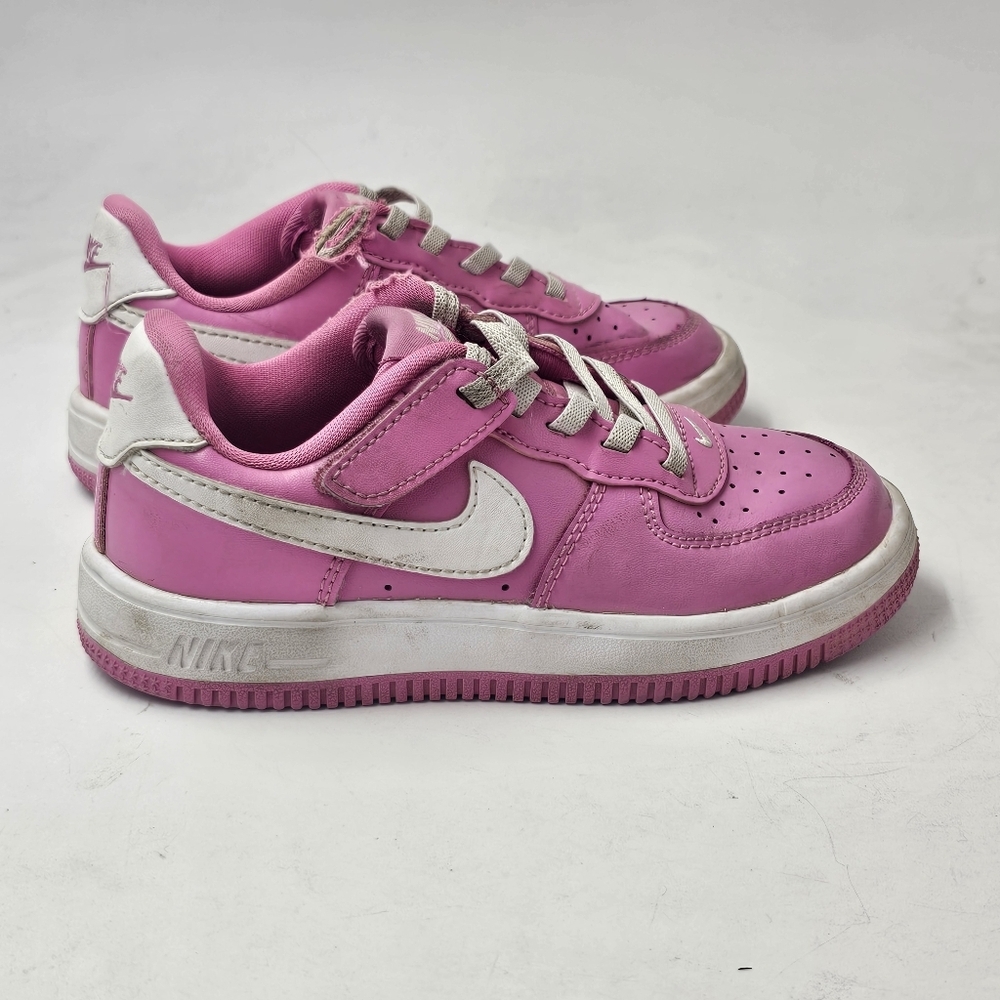 Nike Force 1 Low EasyOn Kids 11.5C Playful Pink White FlyEase Hook Loop Strap - Picture 10 of 12